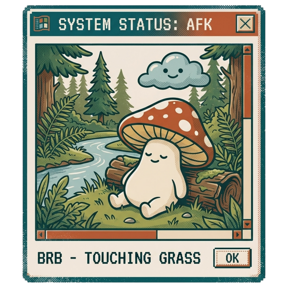 BRB, Touching Grass T-Shirt artwork