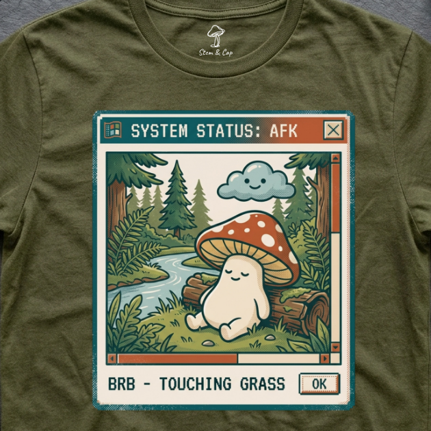 BRB, Touching Grass tee in Olive (card crop)