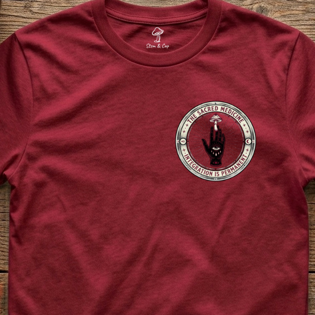 The Sacred Medicine tee in Cardinal Red (card crop)