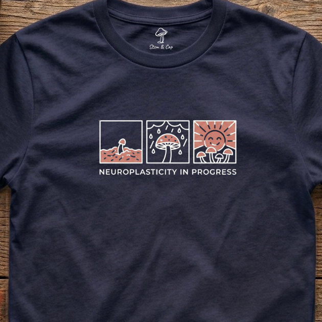Neuroplasticity in Progress tee in Navy (card crop)