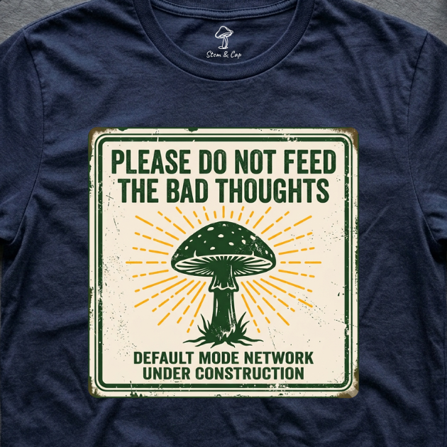 Please Do Not Feed the Bad Thoughts tee in Navy (card crop)
