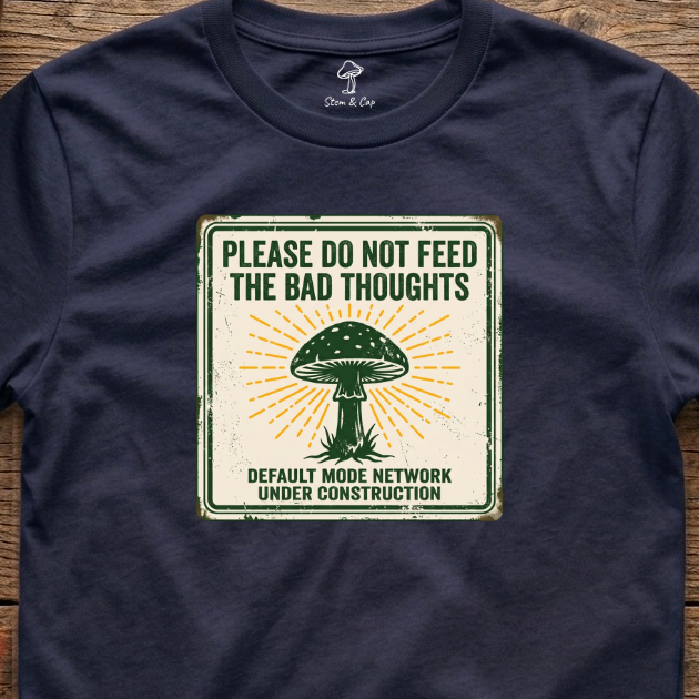 Please Do Not Feed the Bad Thoughts tee in Navy (card crop)