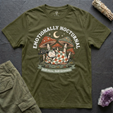 Emotionally Nocturnal tee in Olive, flat-lay