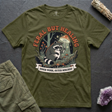Feral But Healing tee in Olive, flat-lay