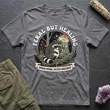 Feral But Healing tee in Sports Grey, flat-lay