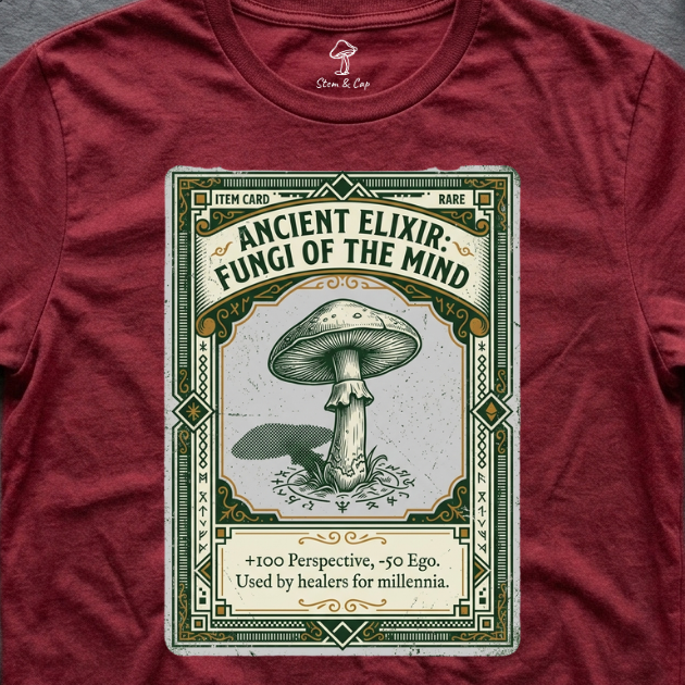 Fungi of the Mind tee in Cardinal Red (card crop)
