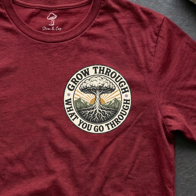 Grow Through What You Go Through tee in Cardinal Red (card crop)