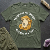 Integrating My Thoughts tee in Military Green, flat-lay