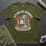 Letting My Worries Wash Over Me tee in Olive, flat-lay
