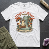 Letting My Worries Wash Over Me tee in White, flat-lay