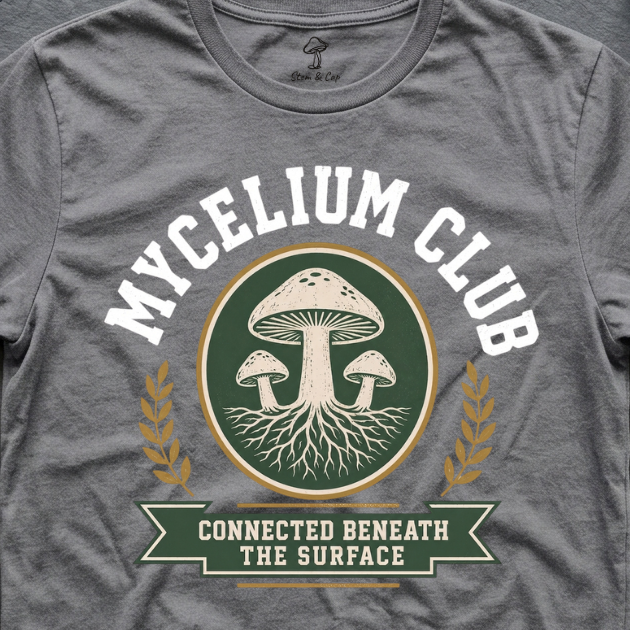 Mycelium Club tee in Sports Grey (card crop)