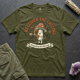 Received the Calling tee in Olive, flat-lay