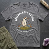 Scream, Rest, Repeat tee in Sports Grey, flat-lay