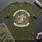 Through Highs & Lows tee in Olive, flat-lay