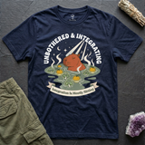 Unbothered & Integrating tee in Navy, flat-lay