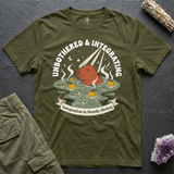 Unbothered & Integrating tee in Olive, flat-lay