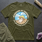 Witnessing My Thoughts tee in Olive, flat-lay